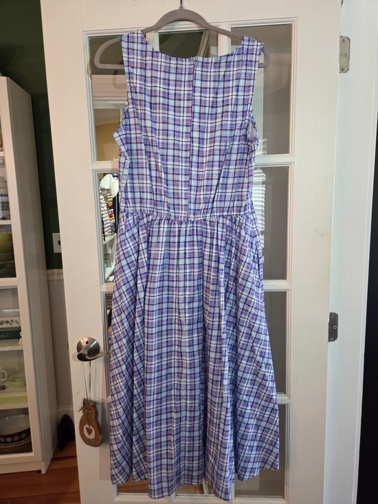 Retrolicious Blue & White Plaid Sleeveless Midi Dress - Size XL - Picture 7 of 11